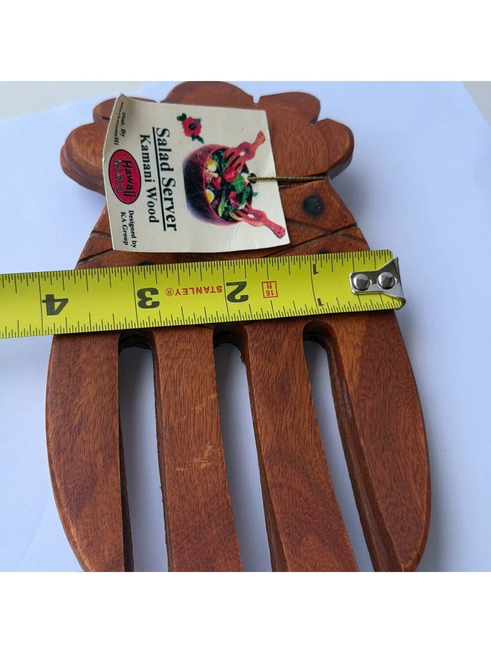 Vintage Hawaii No Ka Oi Kamani Wood Salad Servers Set New With Tags B-9